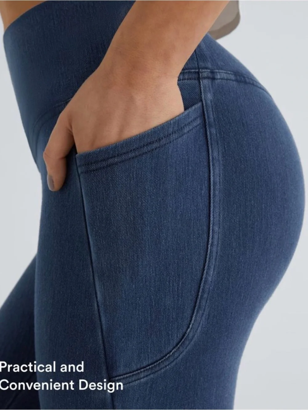 Halara Flex™ Crossover Pocket Washed Denim Work Leggings Jeans NWT XL #2750